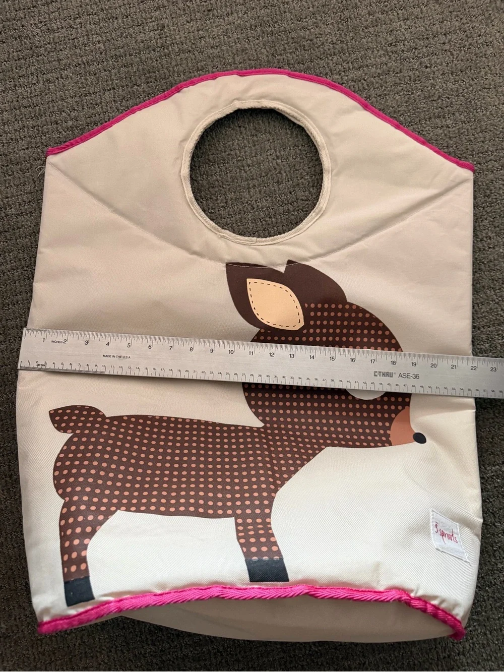 3 Sprouts laundry Deer Print Storage Tote - Pink Trim